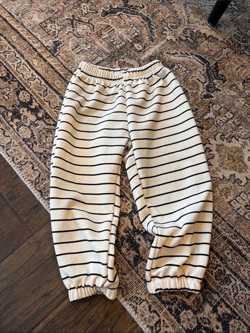 Kids Cream Striped Cozy Joggers
